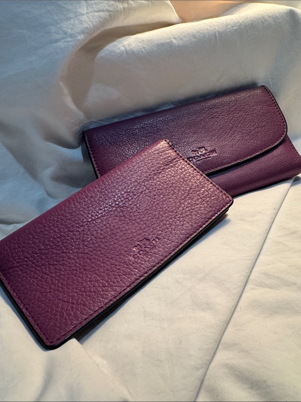 Coach Purple Leather Envelope Wallet Clutch - Picture 2 of 8